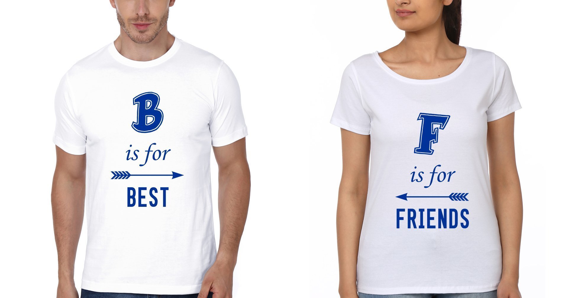 B for Best BFF Half Sleeves T-Shirts-FunkyTees - Funky Tees Club