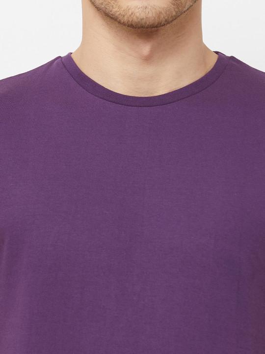 Plain Purple Half Sleeves T-Shirt-FunkyTeesClub