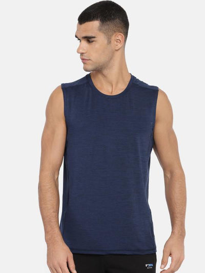 Plain Navy Blue Sleeveless T-Shirt-FunkyTeesClub