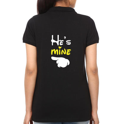 Back He is Mine She is Mine Couple Polo Half Sleeves T-Shirts -FunkyTees - Funky Tees Club
