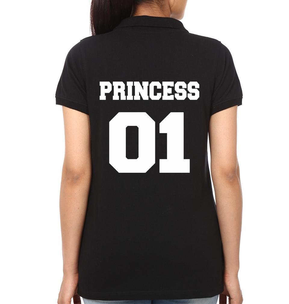 Back Prince Princess 01 Couple Polo Half Sleeves T-Shirts -FunkyTees - Funky Tees Club