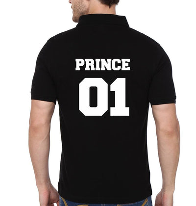Back Prince Princess 01 Couple Polo Half Sleeves T-Shirts -FunkyTees - Funky Tees Club