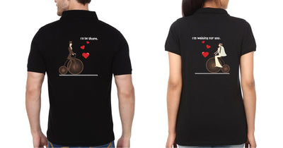 Back Waiting for you Couple Polo Half Sleeves T-Shirts -FunkyTees - Funky Tees Club