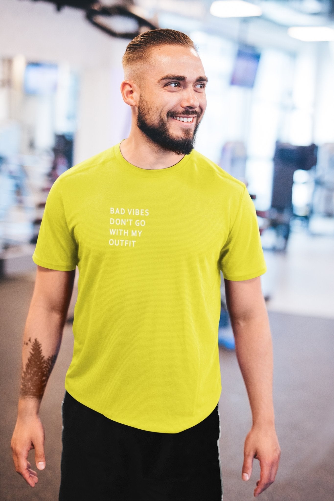 Bad Vibes Dont Go With My Outfit Minimal Mens Half Sleeves T-shirt- FunkyTeesClub - Funky Tees Club