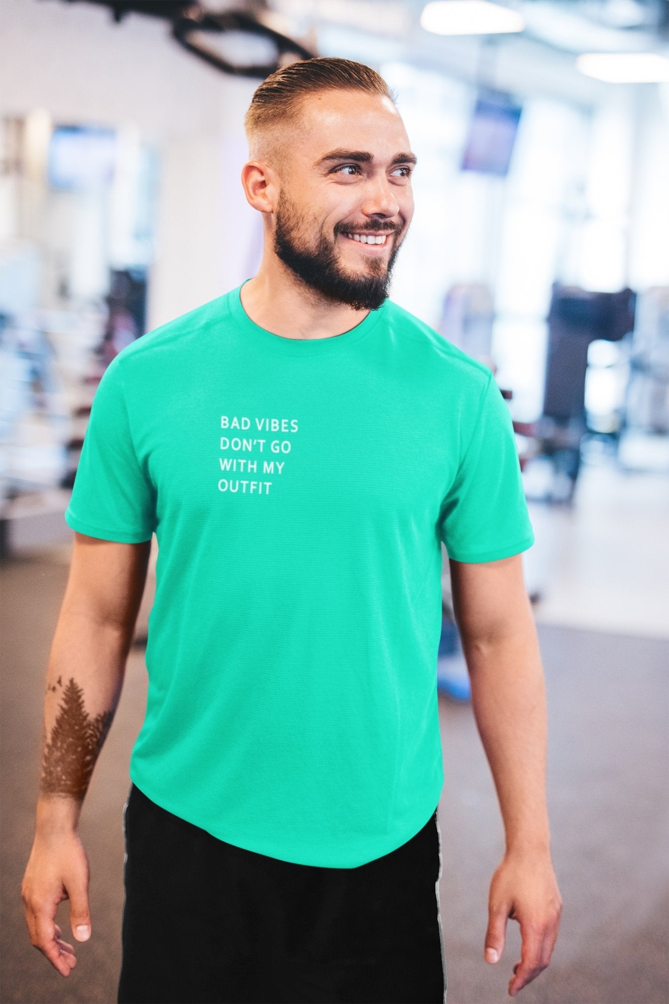 Bad Vibes Dont Go With My Outfit Minimal Mens Half Sleeves T-shirt- FunkyTeesClub - Funky Tees Club