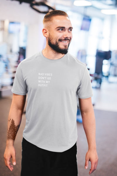 Bad Vibes Dont Go With My Outfit Minimal Mens Half Sleeves T-shirt- FunkyTeesClub - Funky Tees Club