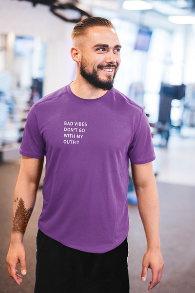Bad Vibes Dont Go With My Outfit Minimal Mens Half Sleeves T-shirt- FunkyTeesClub - Funky Tees Club