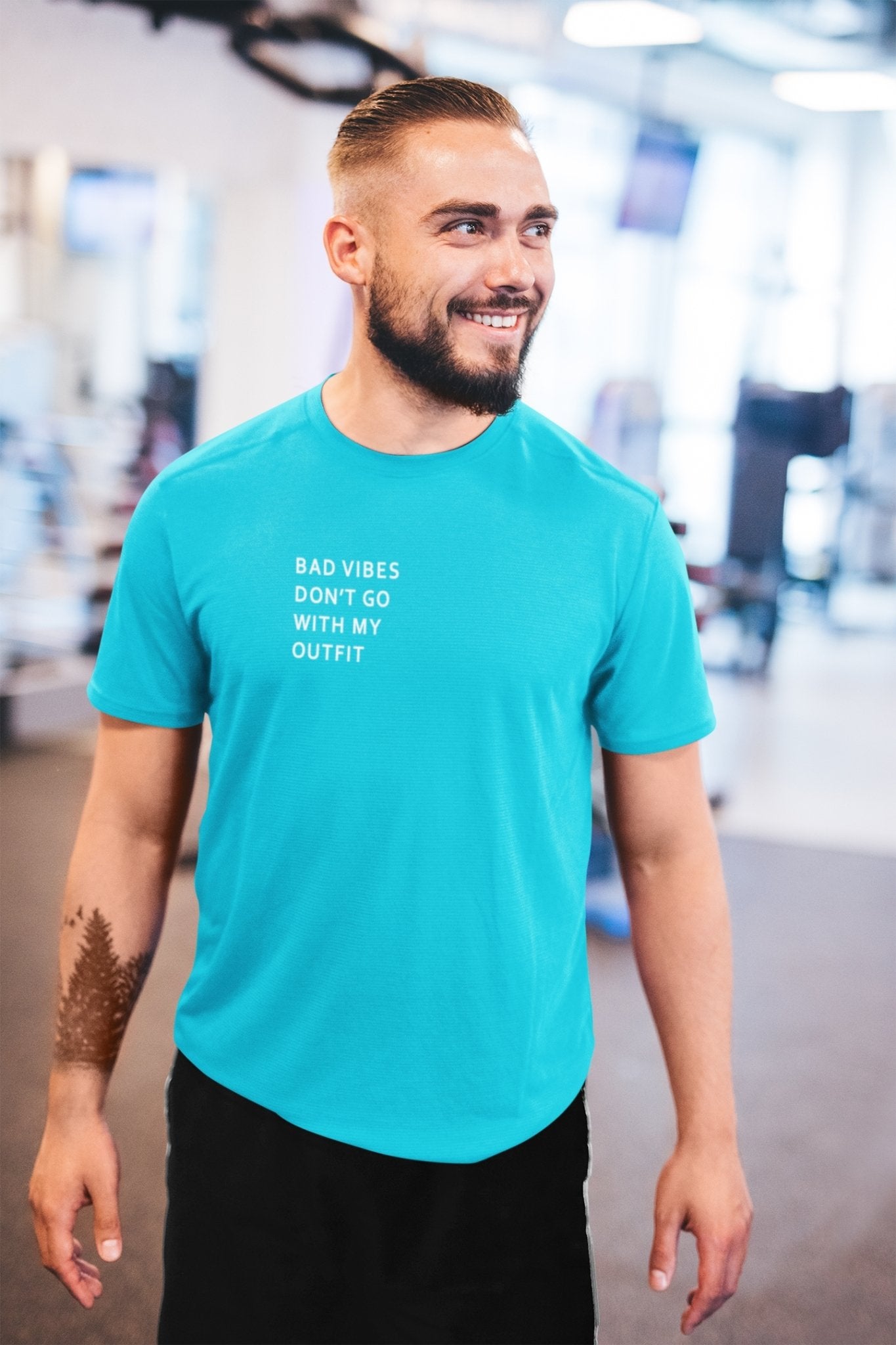 Bad Vibes Dont Go With My Outfit Minimal Mens Half Sleeves T-shirt- FunkyTeesClub - Funky Tees Club
