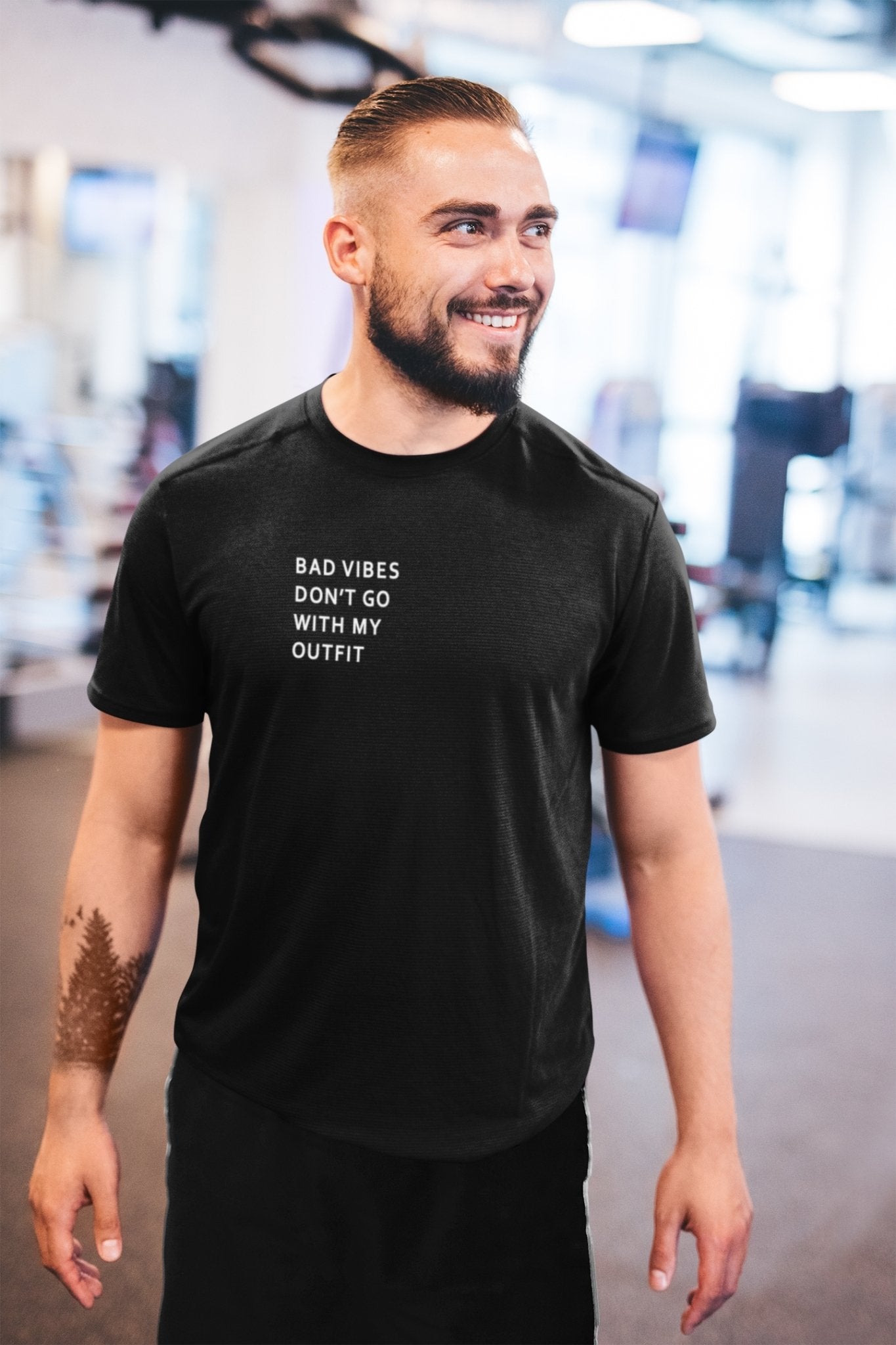 Bad Vibes Dont Go With My Outfit Minimal Mens Half Sleeves T-shirt- FunkyTeesClub - Funky Tees Club