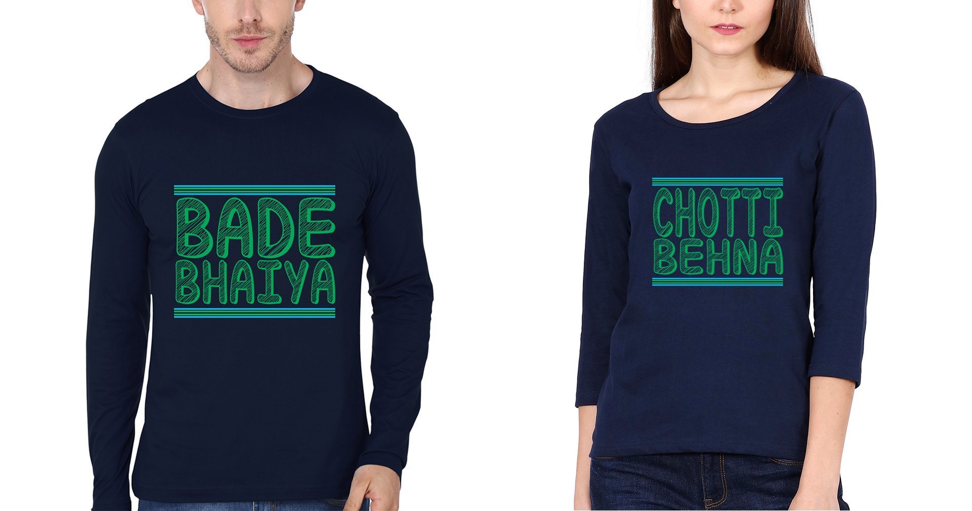 Bade Bhaiya Choti bahna Brother-Sister Full Sleeves T-Shirts -FunkyTees - Funky Tees Club