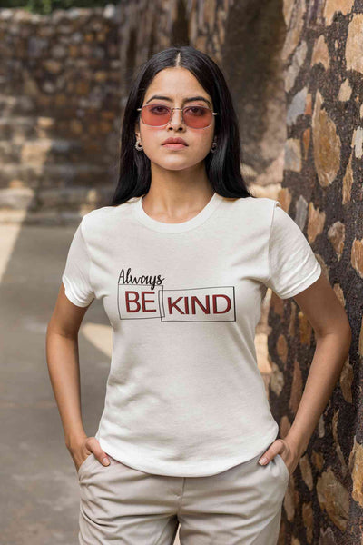 Always Be Kind Typography Women Half Sleeves T-shirt- FunkyTeesClub
