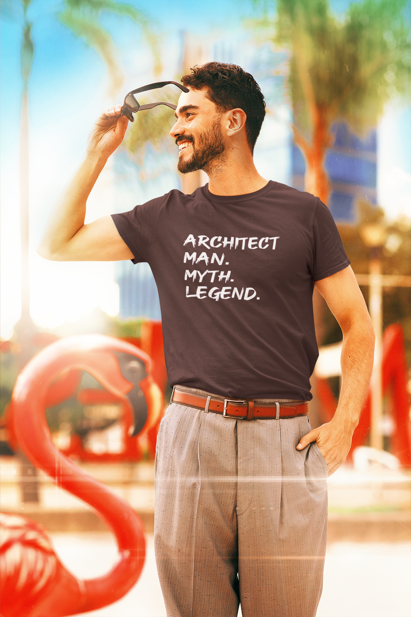 Architect Man Myth Legend Architect Profession Mens Half Sleeves T-shirt- FunkyTeesClub