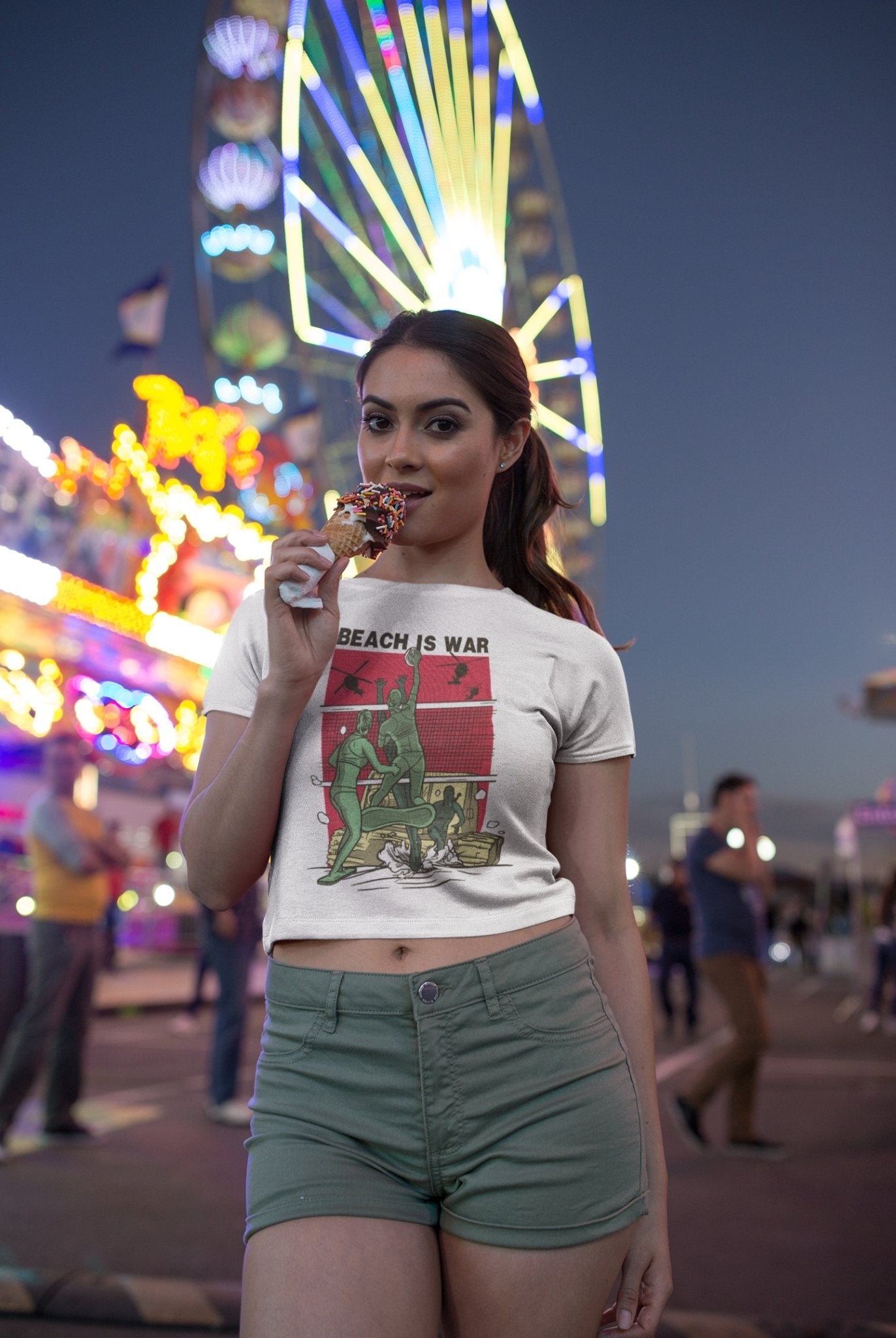 Beach Is War Women Crop Top- FunkyTeesClub - Funky Tees Club