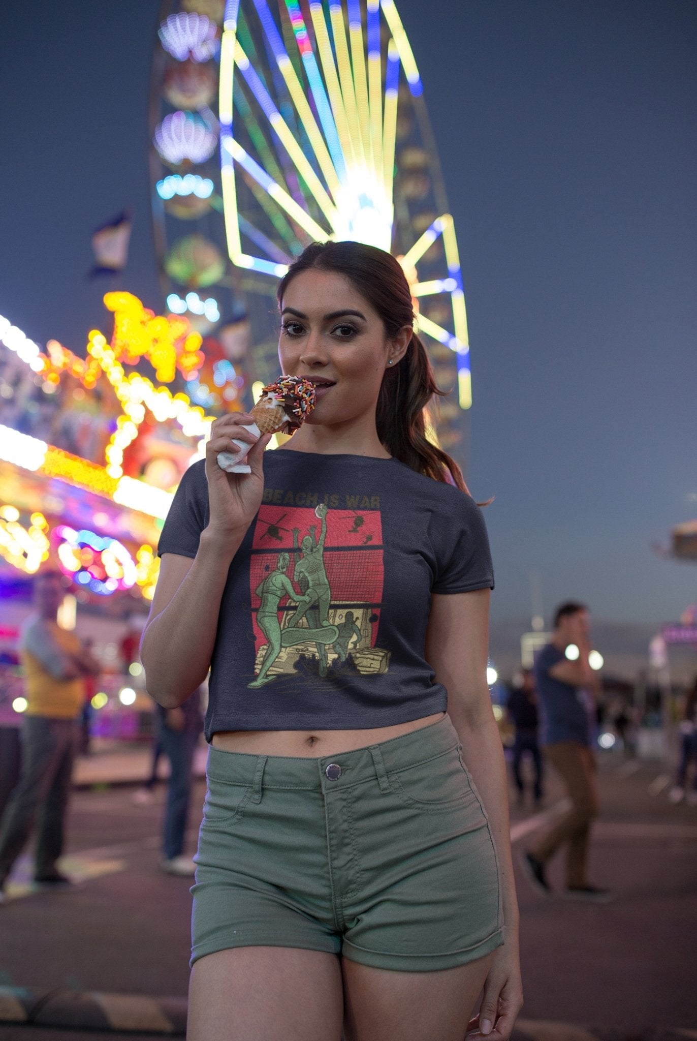 Beach Is War Women Crop Top- FunkyTeesClub - Funky Tees Club