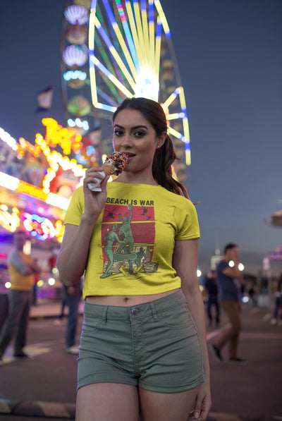 Beach Is War Women Crop Top- FunkyTeesClub - Funky Tees Club