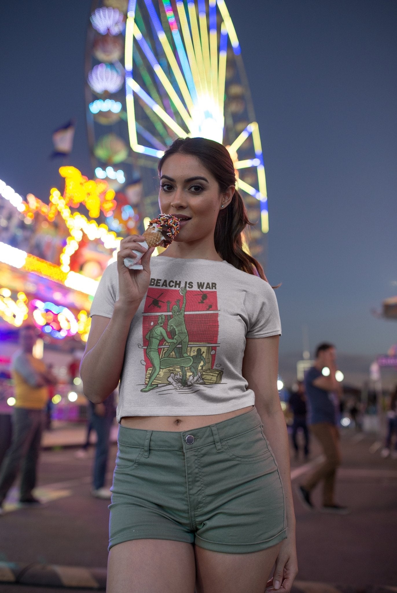 Beach Is War Women Crop Top- FunkyTeesClub - Funky Tees Club