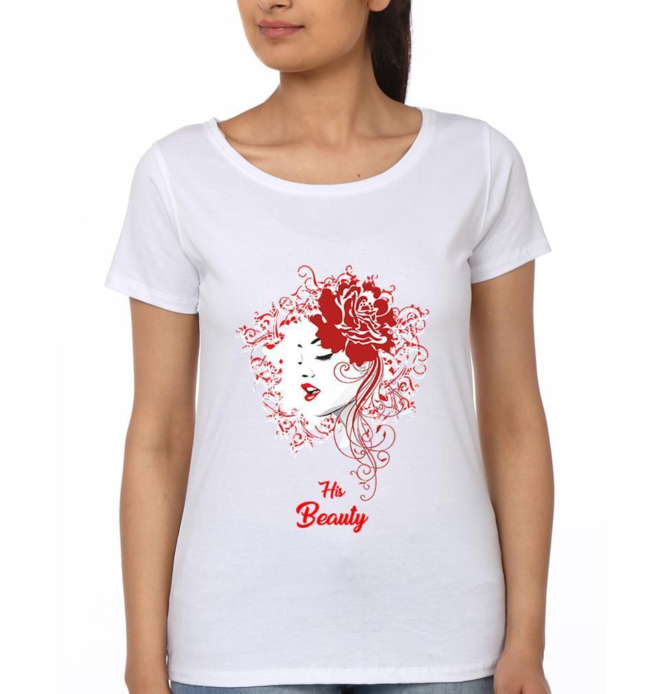 Beast Beauty Couple Half Sleeves T-Shirts -FunkyTees - Funky Tees Club