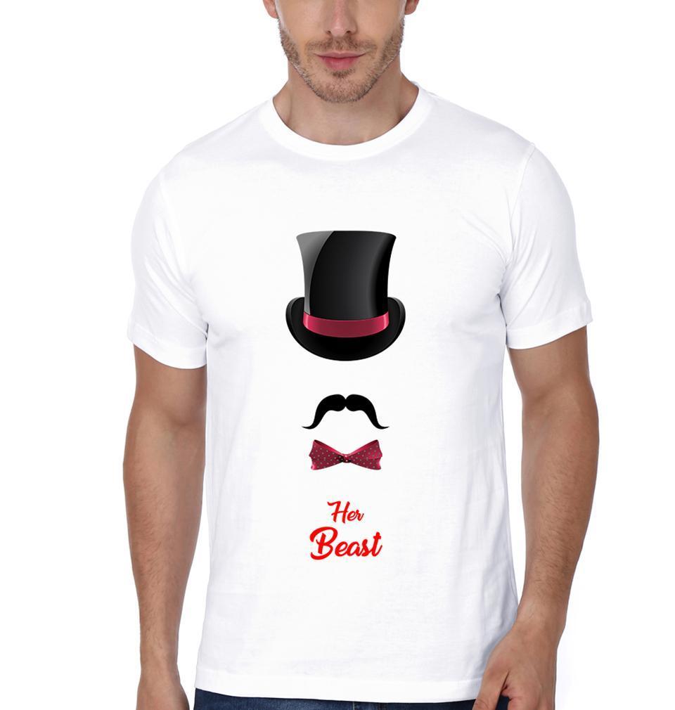 Beast Beauty Couple Half Sleeves T-Shirts -FunkyTees - Funky Tees Club