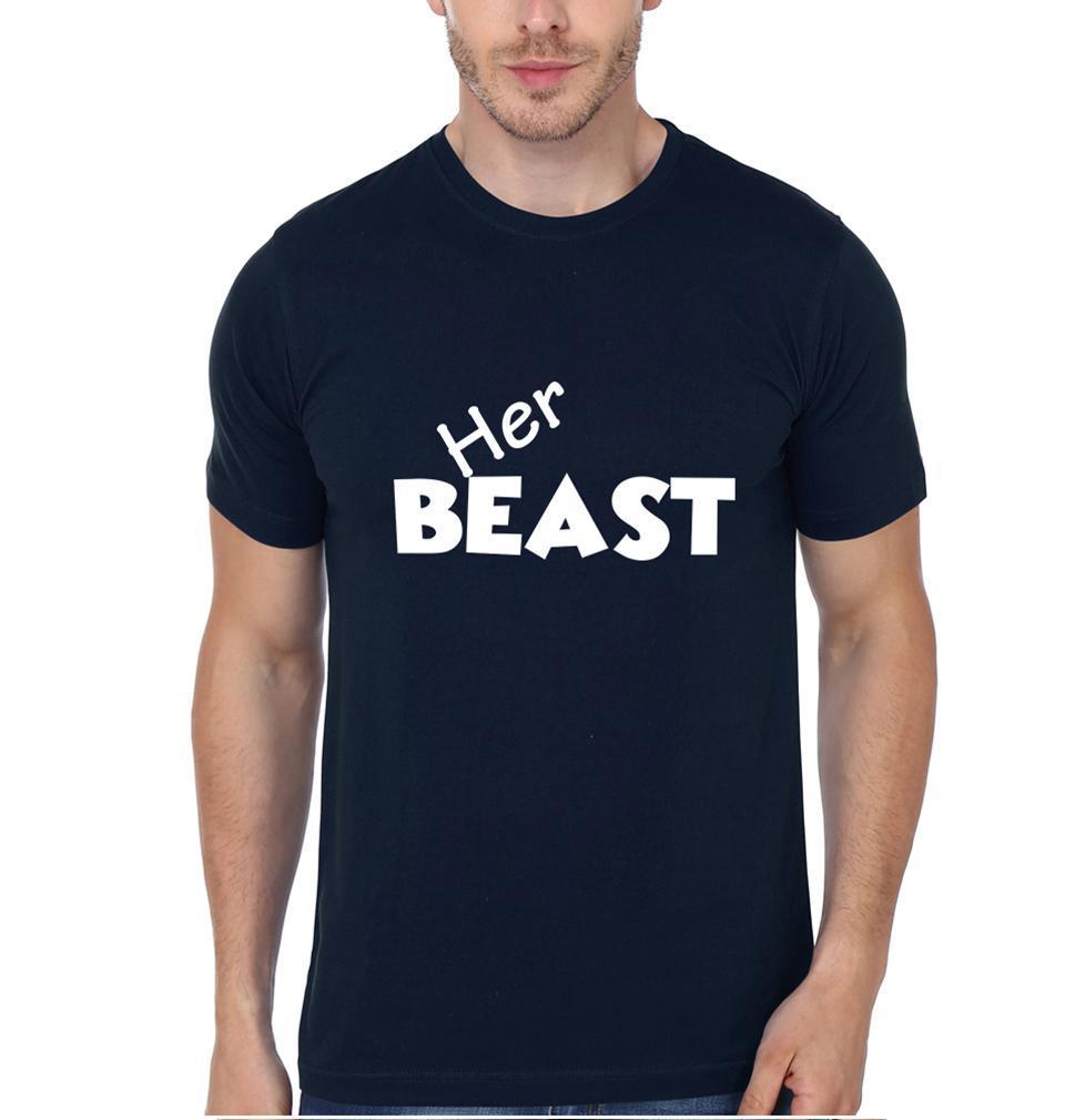 Beauti Beast Couple Half Sleeves T-Shirts -FunkyTees - Funky Tees Club
