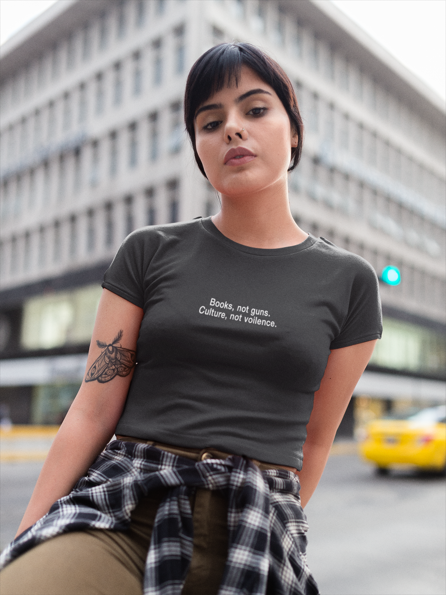 Books Not Gun Minimals Women Crop Top- FunkyTeesClub