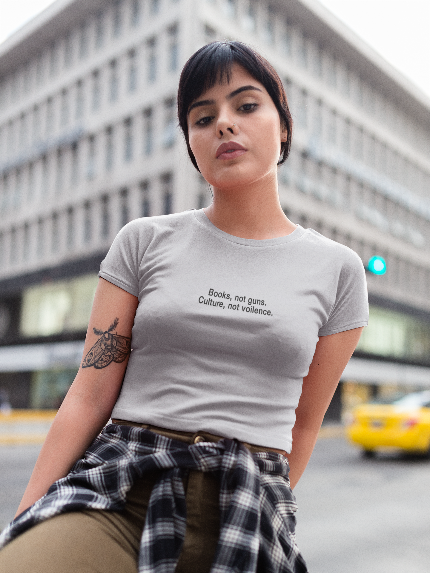 Books Not Gun Minimals Women Crop Top- FunkyTeesClub