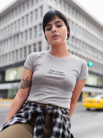 Books Not Gun Minimals Women Crop Top- FunkyTeesClub