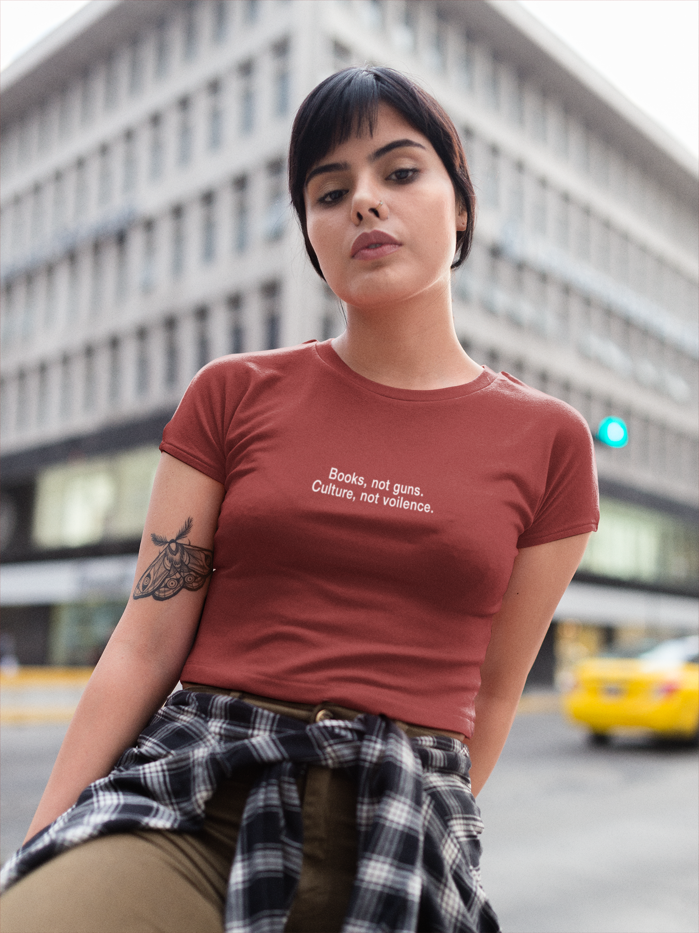 Books Not Gun Minimals Women Crop Top- FunkyTeesClub