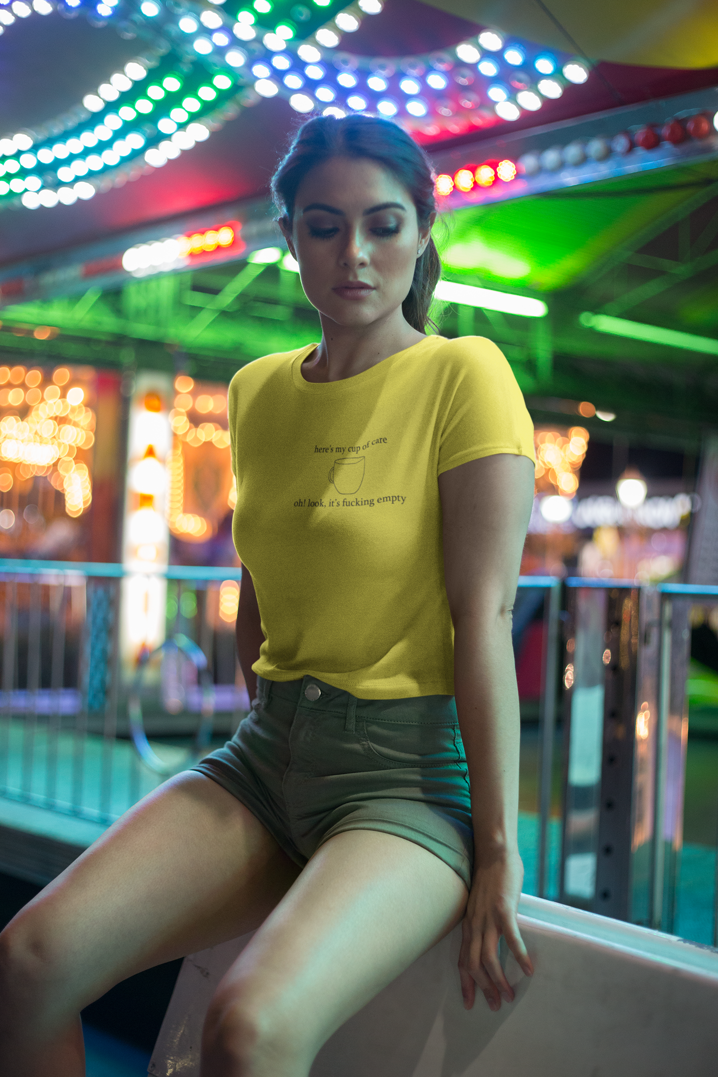 Here Is My Cup Of Care Quotes Women Crop Top- FunkyTeesClub