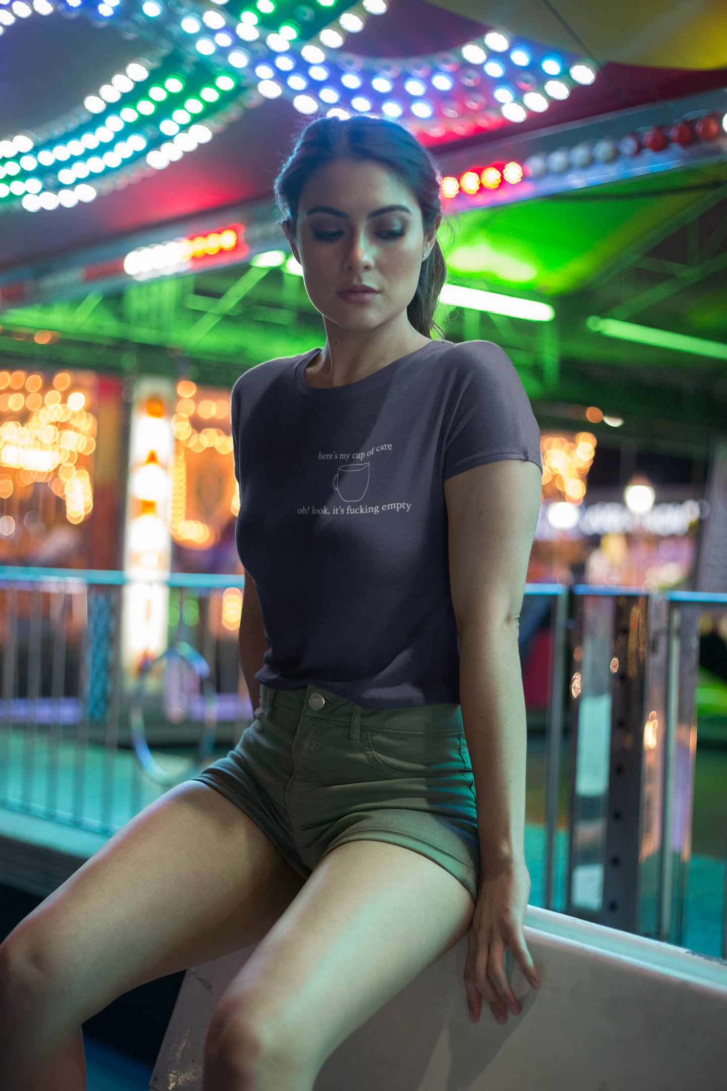 Here Is My Cup Of Care Quotes Women Crop Top- FunkyTeesClub