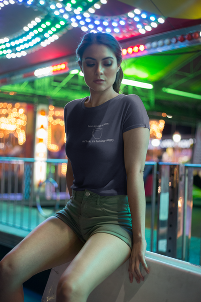 Here Is My Cup Of Care Quotes Women Crop Top- FunkyTeesClub