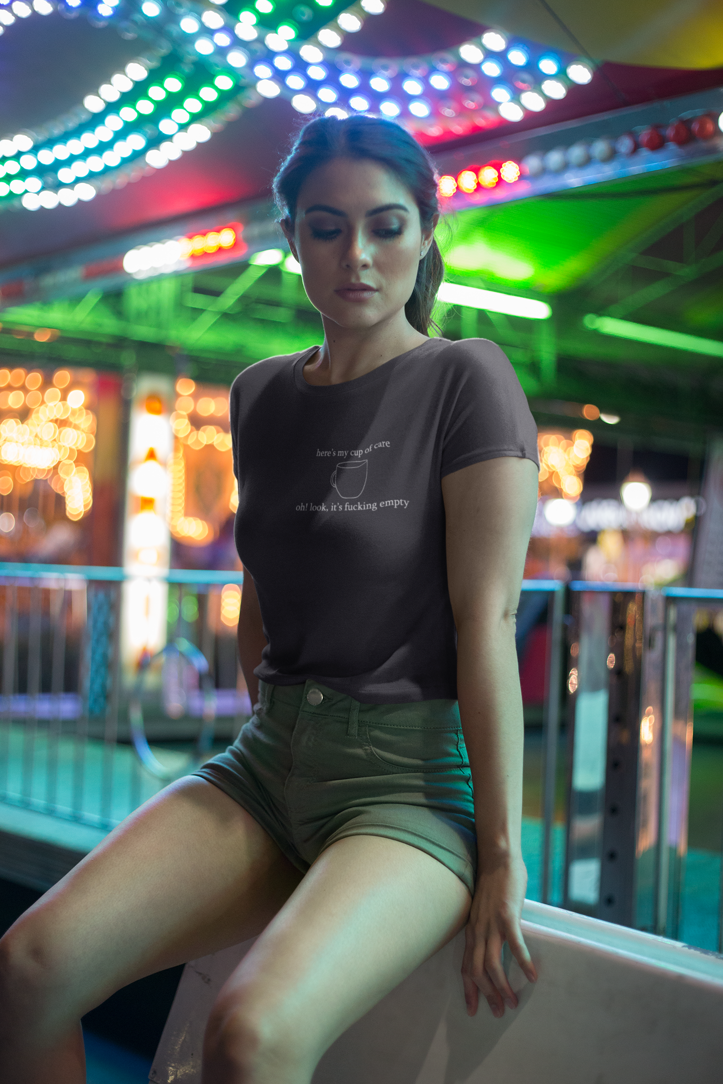 Here Is My Cup Of Care Quotes Women Crop Top- FunkyTeesClub