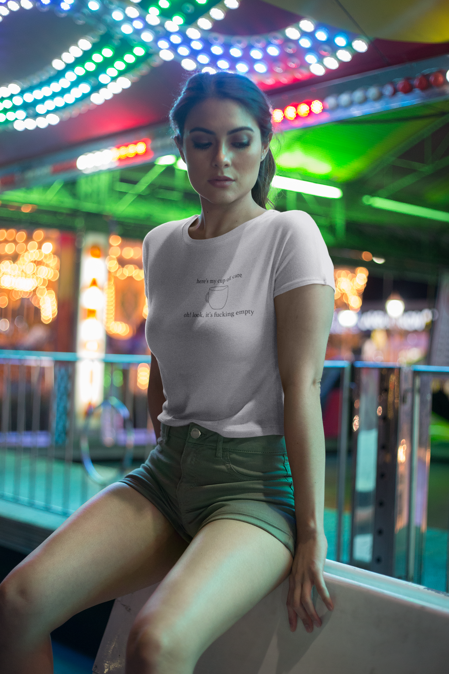 Here Is My Cup Of Care Quotes Women Crop Top- FunkyTeesClub