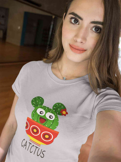 Catctus Women Half Sleeves T-shirt- FunkyTeesClub