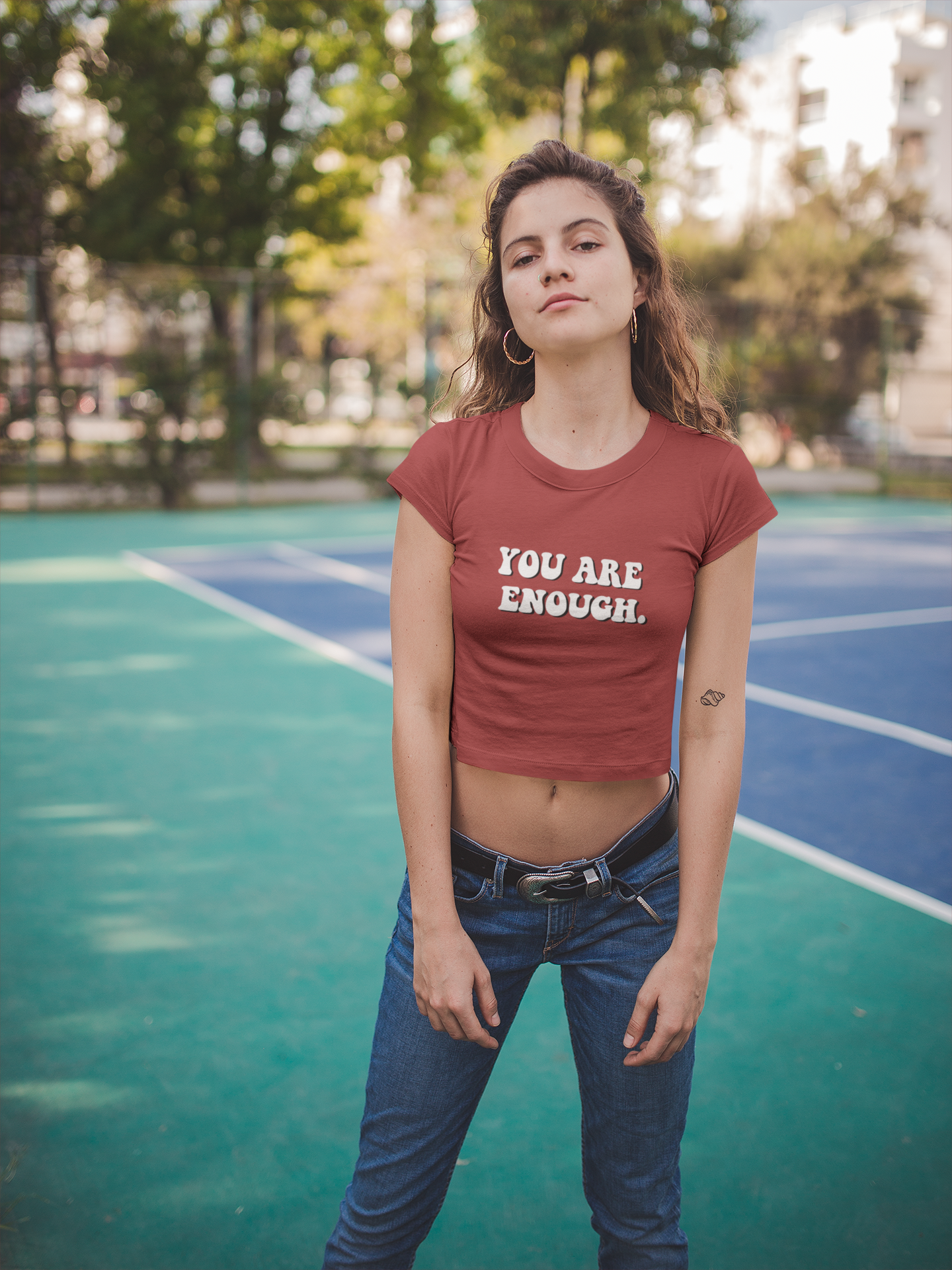 You Are Enough Quotes Women Crop Top- FunkyTeesClub