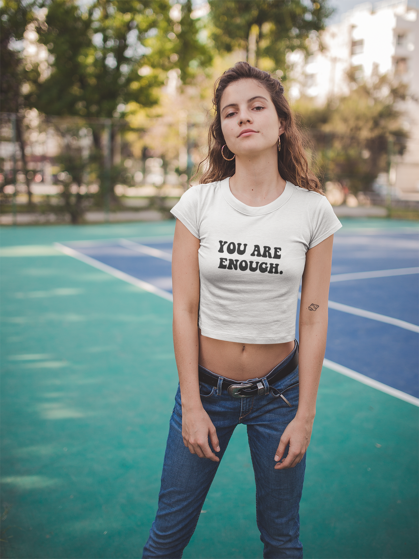 You Are Enough Quotes Women Crop Top- FunkyTeesClub