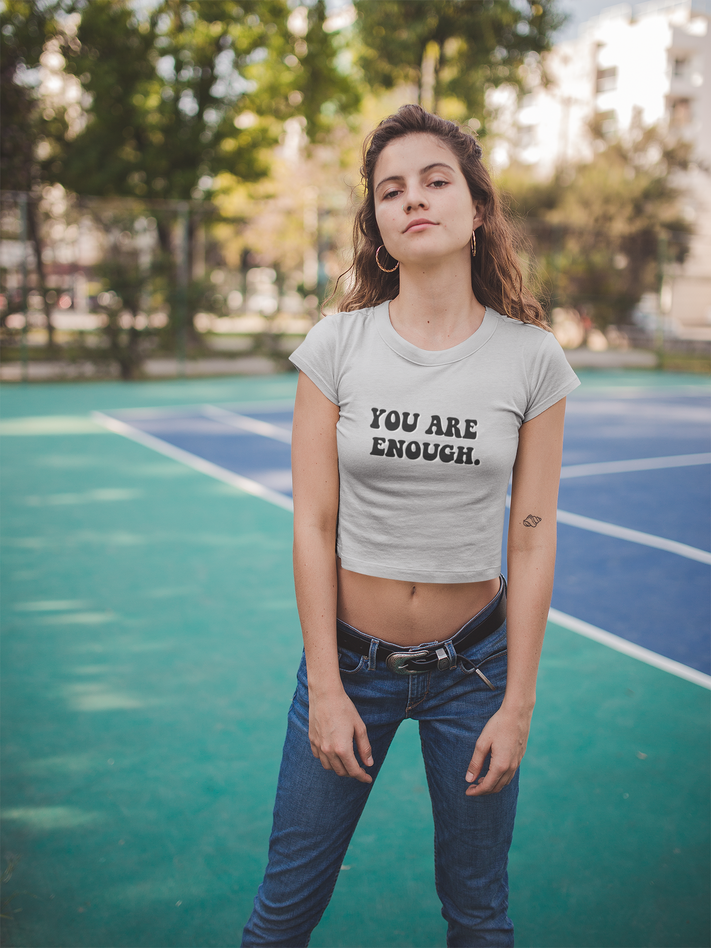 You Are Enough Quotes Women Crop Top- FunkyTeesClub