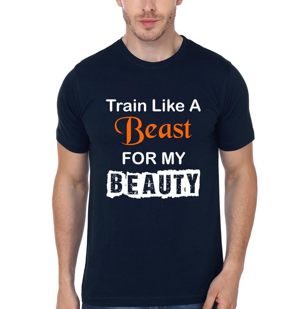 Beauty Beast Couple Half Sleeves T-Shirts -FunkyTees - Funky Tees Club