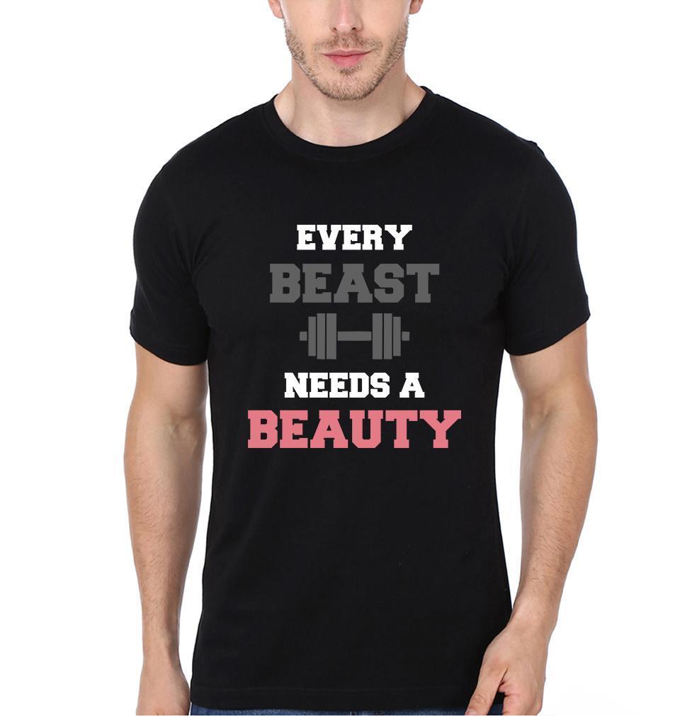 Beauty Beast Couple Half Sleeves T-Shirts -FunkyTees - Funky Tees Club