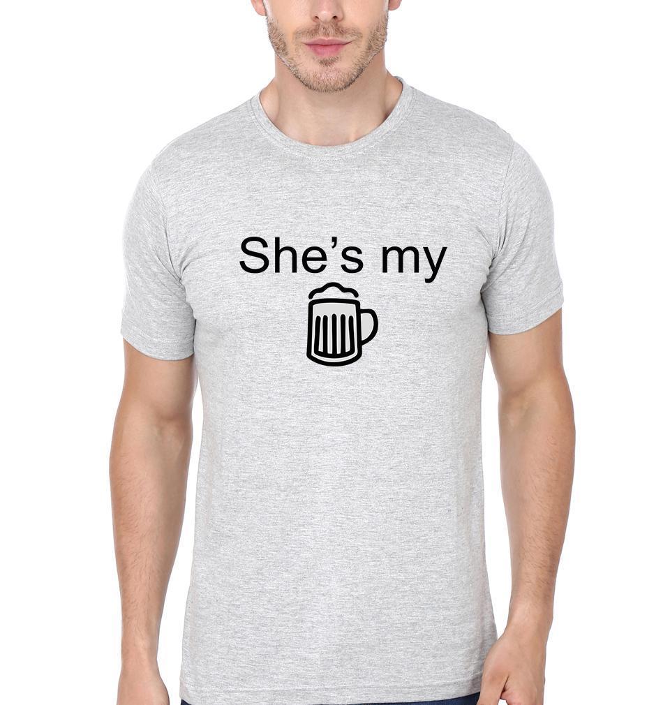 Beer & Diamond Couple Half Sleeves T-Shirts -FunkyTees - Funky Tees Club