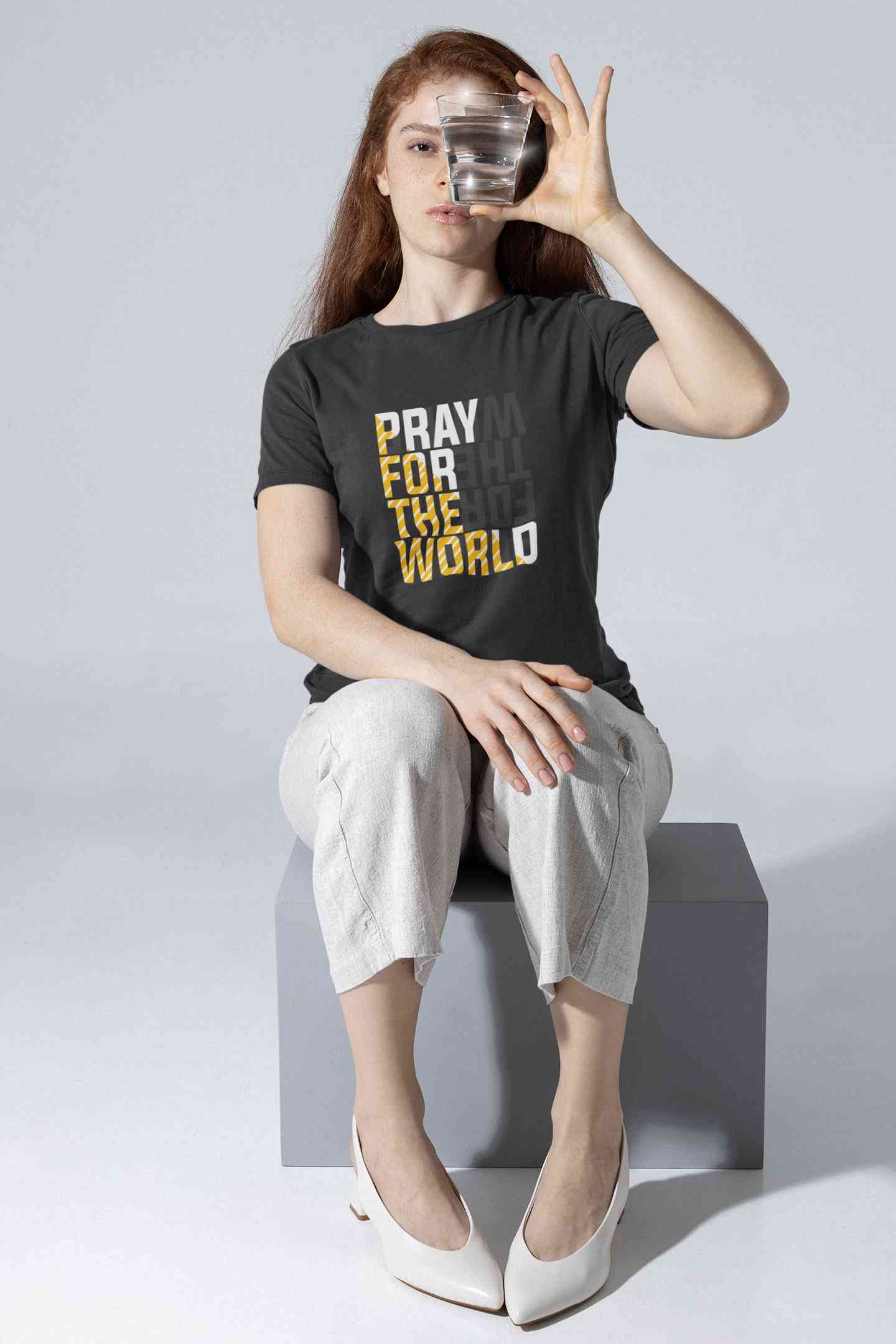 Pray For The World Women Half Sleeves T-shirt- FunkyTeesClub