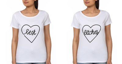 Best Bitches BFF Half Sleeves T-Shirts-FunkyTees - Funky Tees Club