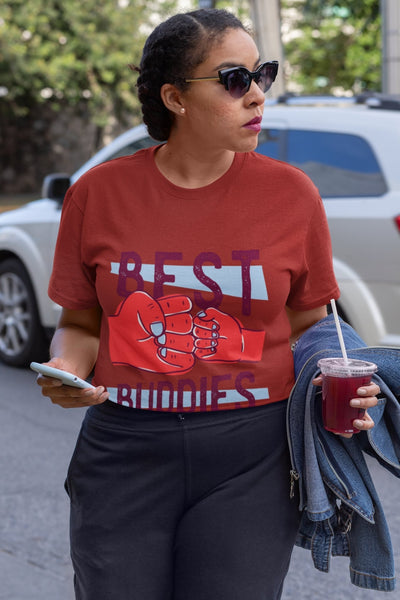 Best Buddies Women Crop Top- FunkyTeesClub - Funky Tees Club