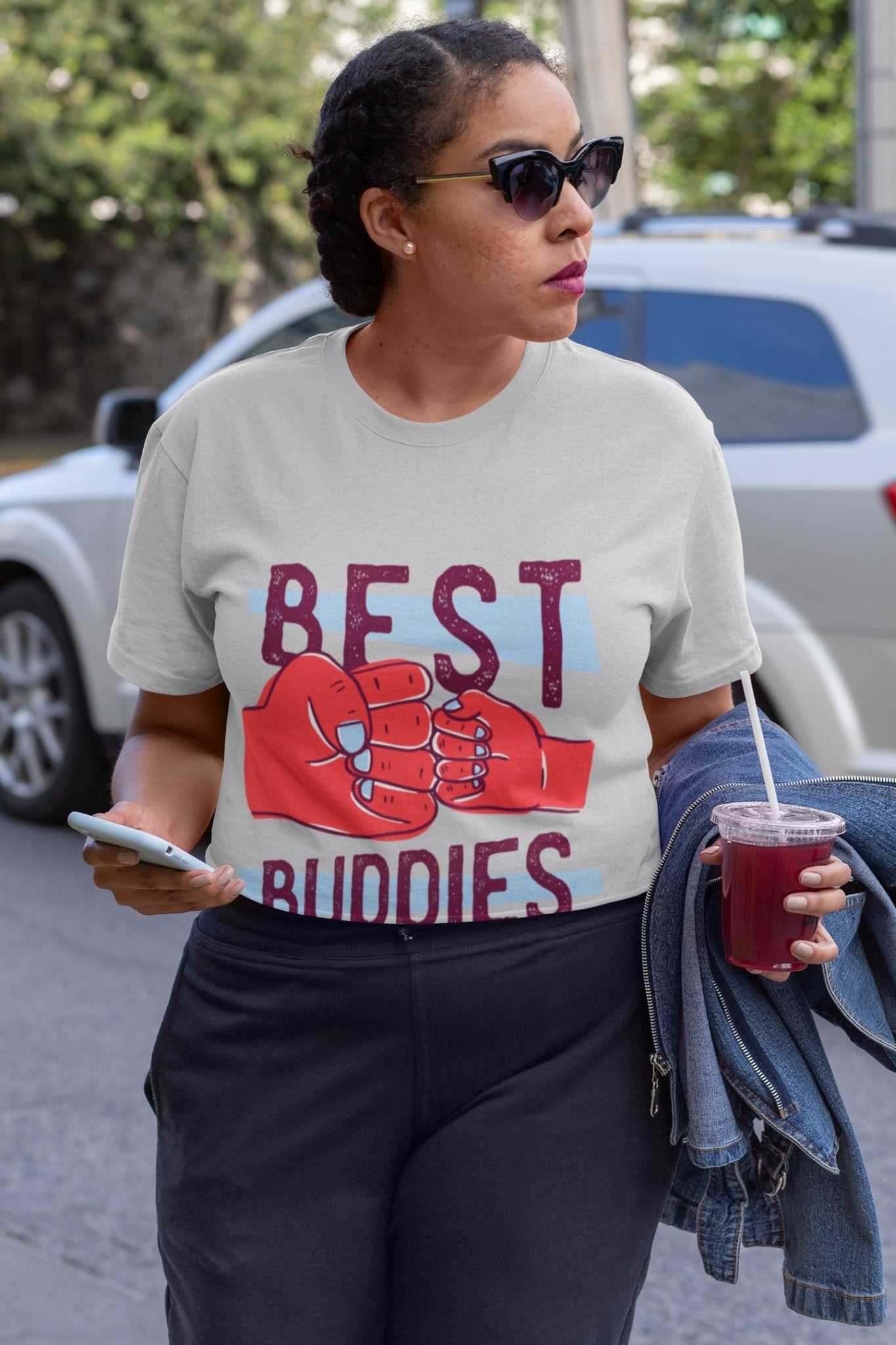 Best Buddies Women Crop Top- FunkyTeesClub - Funky Tees Club