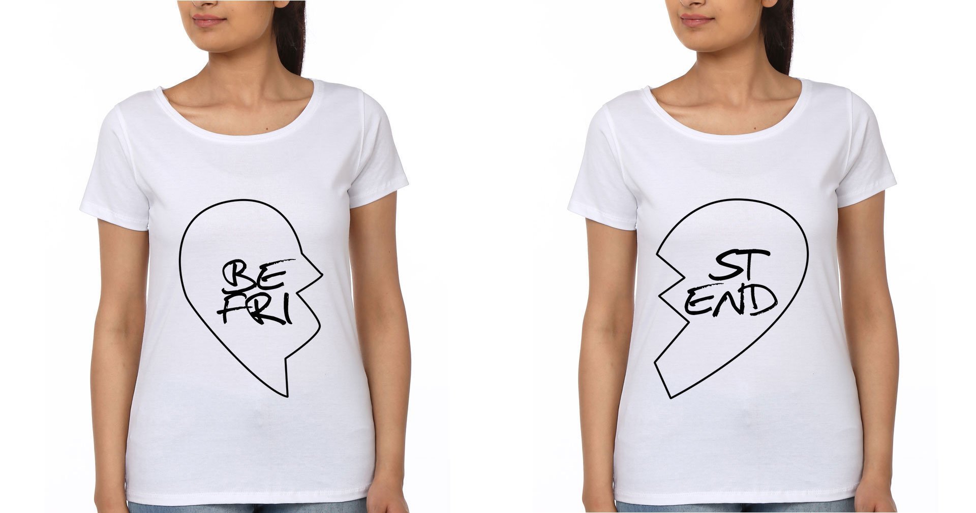 Best Friends BFF Half Sleeves T-Shirts-FunkyTees - Funky Tees Club