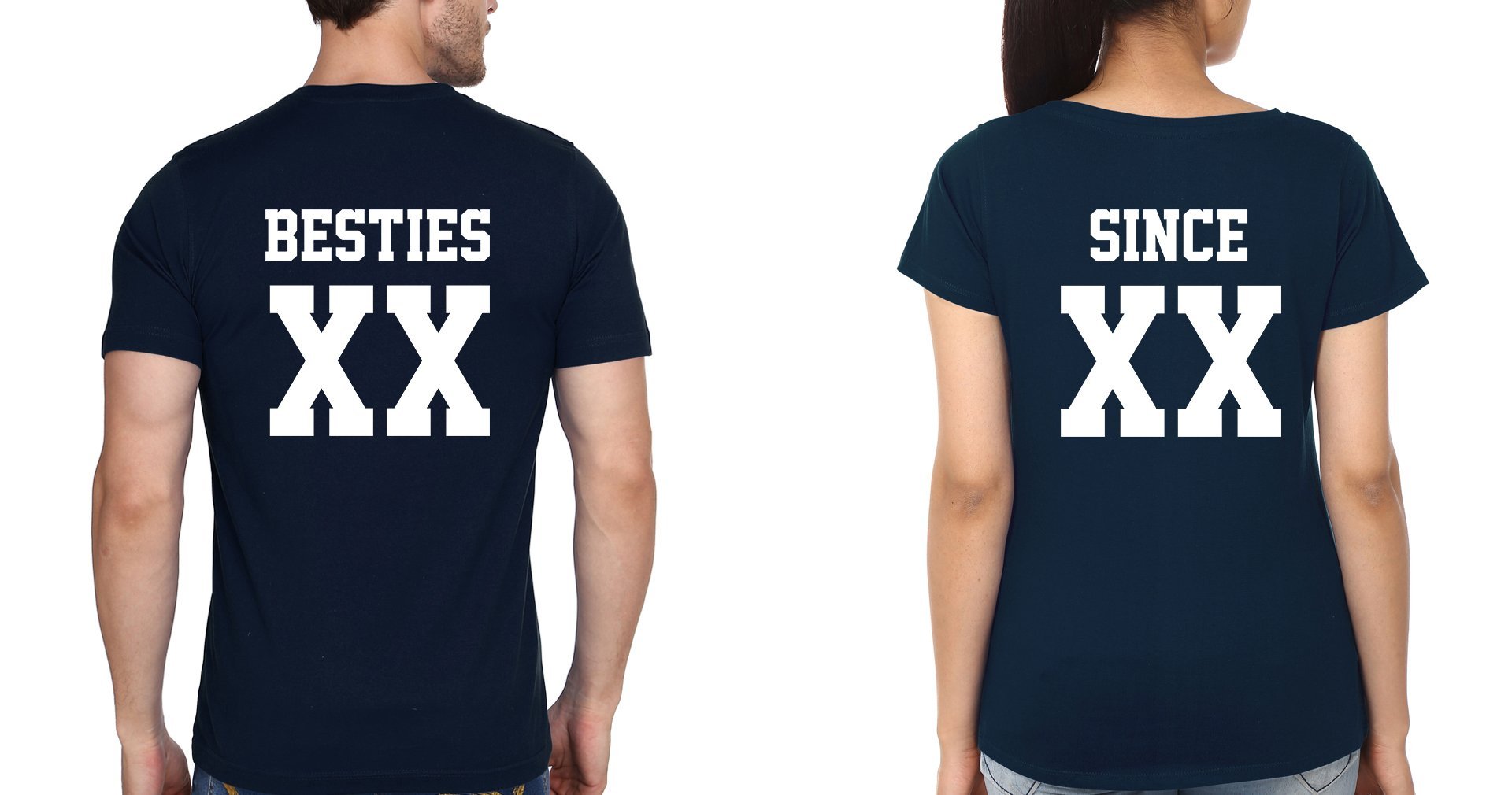 Besties Since BFF Half Sleeves T-Shirts-FunkyTees - Funky Tees Club