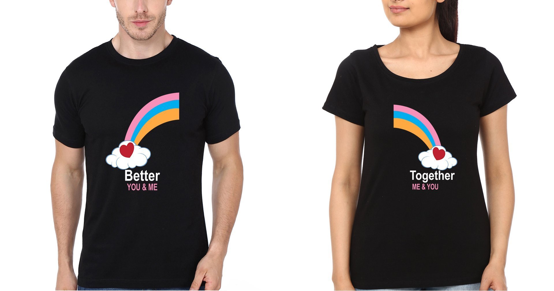 Better Together Couple Half Sleeves T-Shirts -FunkyTees - Funky Tees Club