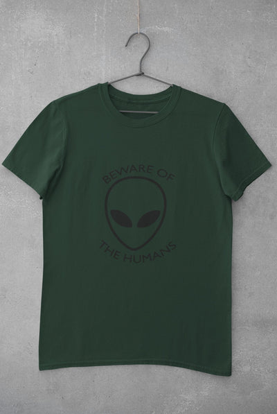 Beware of the Humans Mens Half Sleeves T-shirt- FunkyTeesClub - Funky Tees Club