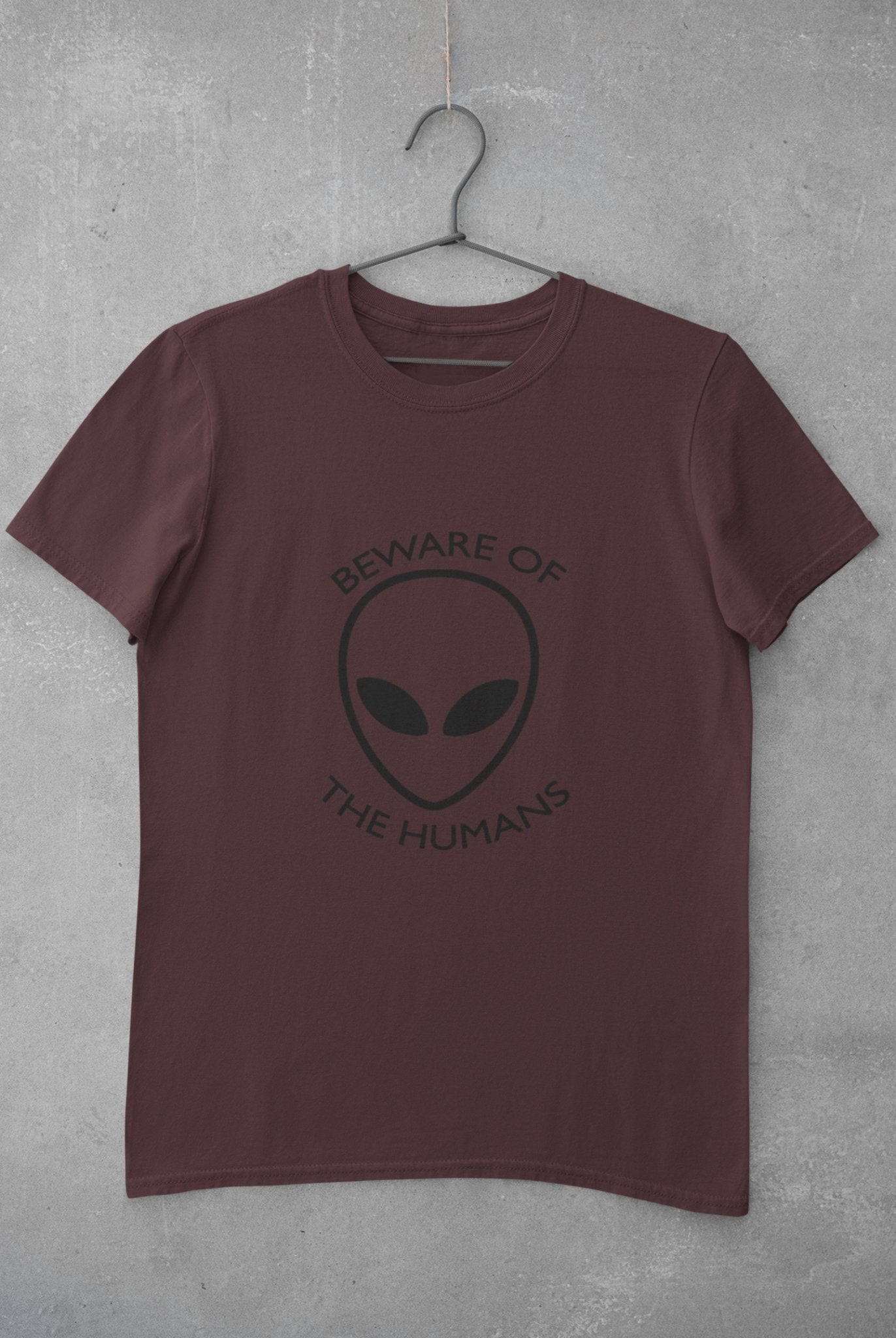 Beware of the Humans Mens Half Sleeves T-shirt- FunkyTeesClub - Funky Tees Club