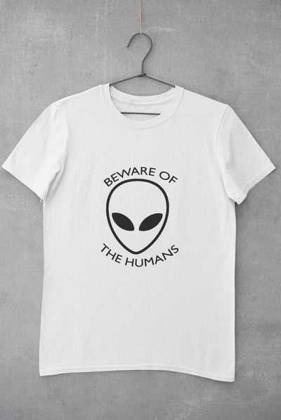 Beware of the Humans Mens Half Sleeves T-shirt- FunkyTeesClub - Funky Tees Club