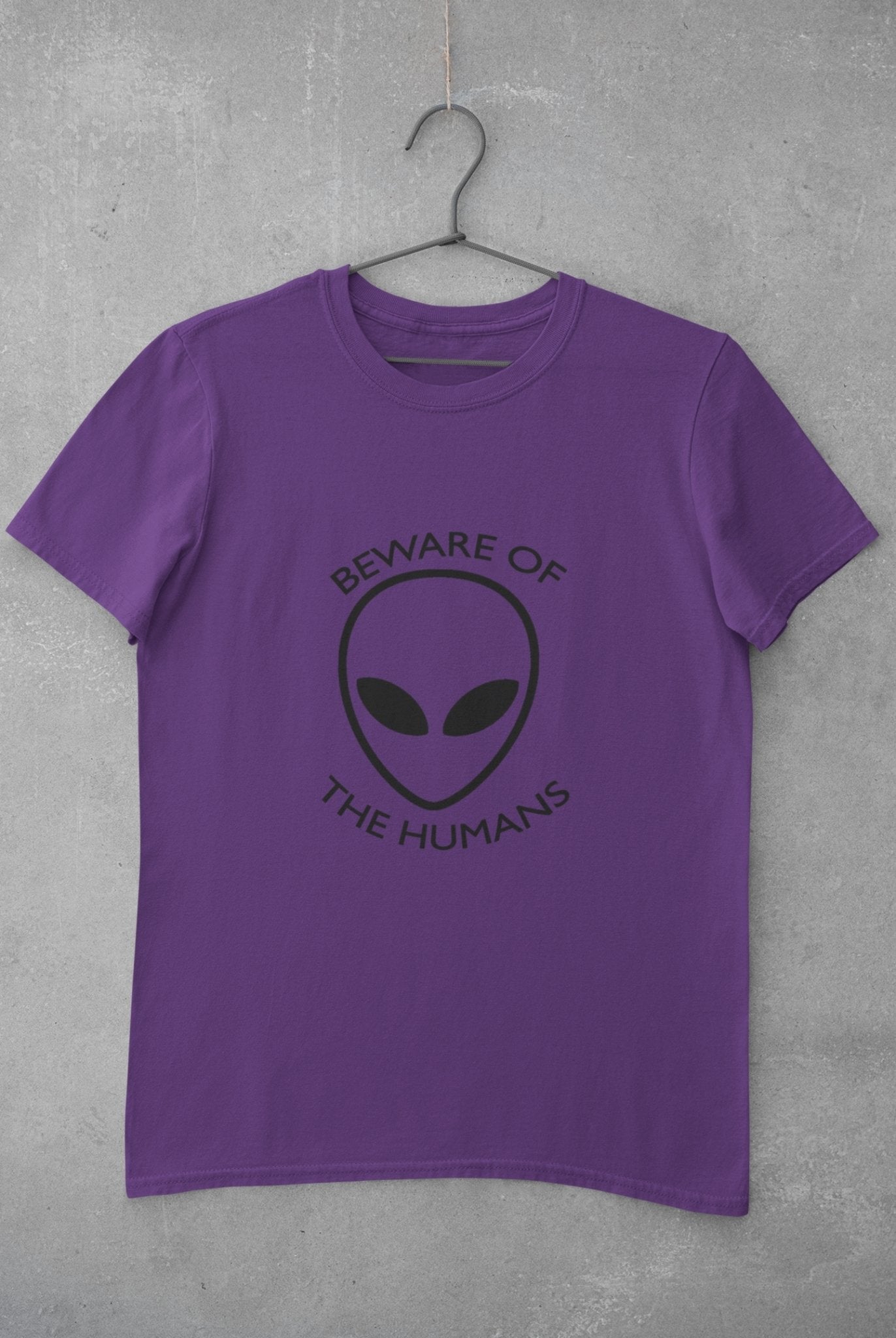Beware of the Humans Mens Half Sleeves T-shirt- FunkyTeesClub - Funky Tees Club